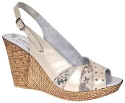 MV Ciucaleti Sandale dama din piele naturala cu platforme de 10cm Crem Sidefat Floral BVS47CXF, marimea 41