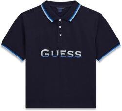 GUESS Oversize тъмносиня тениска с яка за момче с трицветен надпис Guess