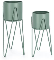 Bizzotto Set 2 suporturi flori otel verde Madelyn 23.5x53-57 cm, 21.5x42-46 cm, (0723943deco)