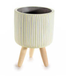 Decorer Ghiveci flori lemn ceramica verde alba 11x16 cm (A61.00.26CDECO)