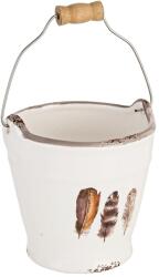 Bizzotto Ghiveci decorativ pentru flori ceramica alba maro Ø 10 cm x 10h (BI0203262A)
