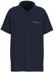GUESS Тъмносиня тениска за момче с яка с цветен надпис Guess на гърба