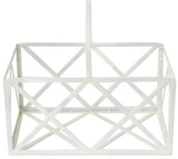 Decorer Jardiniera fier forjat alba cu patina aurie pentru ghivece flori 40 cm x 22H (CP1023)