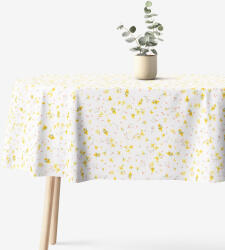 Goldea față de masă decorativă valencia - flori de narcise - ovală 140 x 280 cm Fata de masa