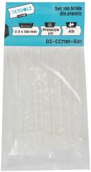Detoolz Set 100 bride din plastic Detoolz 2.5x100 mm, UV, albe (DZ-CC7101-G01)