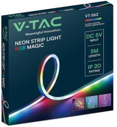 V-TAC Kit banda LED NEONFLEX MAGIC RGB 5m 5VDC IP20 + telecomanda V-tac SKU-24050 (SKU-24050) - drumix