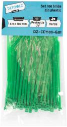 Detoolz Set 100 bride din plastic Detoolz 2, 5 x 100 mm, protectie UV, verzi (DZ-CC7103-G01)