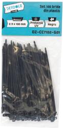 Detoolz Set 100 coliere de plastic Detoolz 2, 5x100 mm, negre, cu protectie UV (DZ-CC7102-G01)