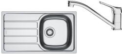 Franke Pachet chiuveta bucatarie inox Franke SKL 611-78/44 ST, dreptunghiulara, 1 cuva si picurator pe partea stanga, 78x43.5x15 cm, adancime cuva 15 cm + Baterie Basic Crom, rotatie pipa 360, discuri cerami Chiuveta