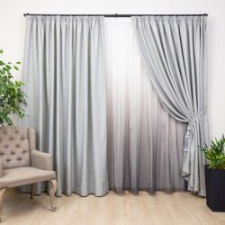 Hiko Set 3 piese, doua draperii Hiko Blackout Lux gri deschis si o perdea New Degradee, cu rejansa (10005184)