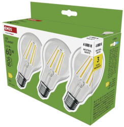 EMOS Filament 5, 9W (60W) E27 806lm 4000K ZF5D43.3 A60 LED izzó (EMOS-ZF5D43-3)