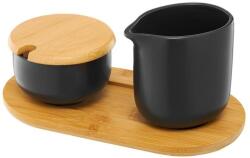 Ambition Natural cukortartó és tejkiöntő bambusz alátéttel fekete (5904134947529)