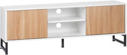 HomCom Suport TV pentru modele de pana la 50" Max, PAL modern si suport TV din otel cu 2 rafturi deschise si 2 dulapuri inchise, 120x39, 5x45cm | Aosom Romania (839-543V00WT)