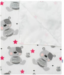 New Baby Scutec impermeabil din flanel, Cu multiple intrebuintari, Dimensiune 57x47 cm, New Baby, Cute Teddy Pink (41782)