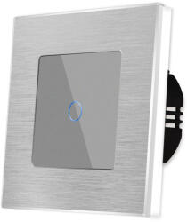 Luxion Intrerupator Simplu cu Touch din Sticla si Rama de Aluminiu LUXION, protocol Zigbee, Gri, LX-ZT-101A-GY (LX-ZT-101A-GY) - cel