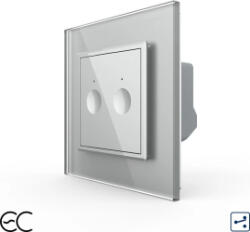 LIVOLO Intrerupator Dublu Cap Scara / Cruce cu Touch LIVOLO cu Rama din Sticla Protocol Zigbee EC, Gri (VL-FC2SZ2-2I-15)