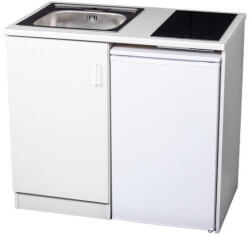 Evido WEEKEND minikonyha jobb oldali hűtővel, kerámia főzőlappal, egymedencés rozsdamentes mosogatóval