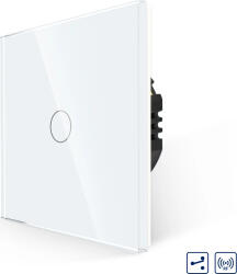 Luxion Intrerupator Simplu Cap Scara / Cruce RF433 cu Touch din Sticla LUXION, Alb (LX-MT-R102G-W)