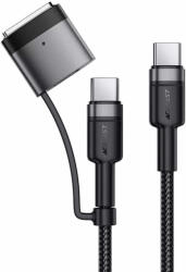 ACEFAST Качествен USB-C към USB-C кабел с MagSafe 3 адаптер - Acefast 2in1 USB-C to USB-C and MagSafe 3 Adapter Cable 240W (120 см) (черен) (C22-05)