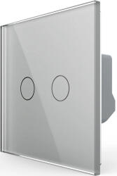 LIVOLO Intrerupator dublu cu touch Livolo VL-FC2-2G-2I, din sticla securizata, serie noua, Gri (vl-fc2/2-4i)