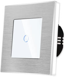 Luxion Intrerupator Simplu cu Touch din Sticla si Rama de Aluminiu LUXION, protocol Zigbee, Alb, LX-ZT-101A-W (LX-ZT-101A-W) - cel
