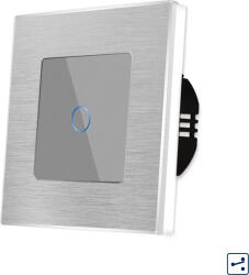Luxion Intrerupator Simplu Cap Scara / Cruce cu Touch din Sticla si Rama de Aluminiu LUXION, Serie A, Gri, LX-MT-A102A-GY (LX-MT-A102A-GY) - cel