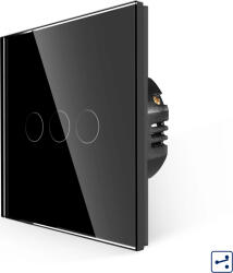 Luxion Intrerupator Triplu Cap Scara cu Touch din Sticla LUXION, Serie A, Negru, LX-MT-A302G-B (LX-MT-A302G-B) - cel