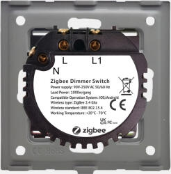 Luxion Intrerupator Simplu cu Variator cu Touch din Sticla si Rama de Aluminiu LUXION, protocol Zigbee, Auriu (LX-ZT-D101A-G)