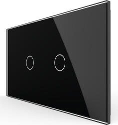 LIVOLO Intrerupator Simplu + Simplu cu Touch LIVOLO cu Rama Din Sticla Standard Italian 4M (Negru) (vl-fc1/1-4b)