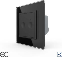 LIVOLO Intrerupator Dublu Cap Scara / Cruce cu Touch LIVOLO cu Rama din Sticla Protocol Zigbee EC Negru (vl-fc2sz2-2b-12)