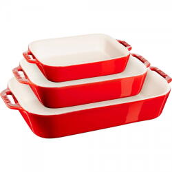 Staub Set 3 tavi ceramice, Staub, 20x16cm, 27x20cm, 34x24cm, rosu (Ceramique Ofenformenset 3-tlg)