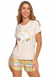 Moraj női pizsama, két részes, rövid ujjú, többszínű, pamut, S (PDD2900-004-PINK-S)