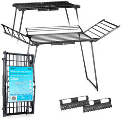 Massido Ruhaszárító, Massido Lina, fekete, 22 m szárítófelület, összecsukható, csipesztartóval, 4 kihajtható szárny, 56 / 94 cm szélesség (TE688501) Ruhaszárító