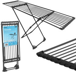 Massido Ruhaszárító, Massido Ursula, fekete, 20 m szárítófelület, teleszkópos, gurulós, összecsukható, 56 cm szélesség (TE688102) Ruhaszárító