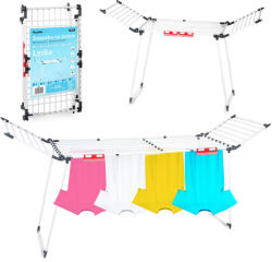 Massido Ruhaszárító, Massido Lydia, fehér, 27 m szárítófelület, teleszkópos, összecsukható, csipesztartóval, 60 cm szélesség (TE688400) Ruhaszárító