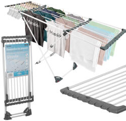 Massido Ruhaszárító, Massido Ursula, fehér, 20 m szárítófelület, teleszkópos, gurulós, összecsukható, 56 cm szélesség (TE688100) Ruhaszárító