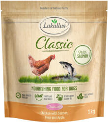 Lukullus 1kg Lukullus Classic Junior csirke & lazac száraz kutyatáp új receptúrával