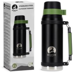 The Mountain Goat Termosz, Mountain Goat, kávéhoz és teához, fogantyúval és csészével, rozsdamentes acél anyag, kiváló minőségű műanyag, mérete 34 x 14 cm, akár 24 órán át tartja a hőt, 2 L űrtartalom, fekete/zöld (P-5