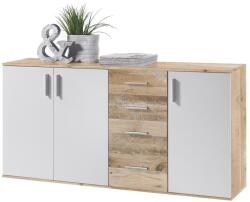 Bega CHARLY-BOBBY Komód, 160x82x35 cm, 3 ajtó, 4 fiók, Matt fehér, Old Style