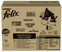 FELIX Fantastic Vidéki Ízek zselében Hús Mix 120x85g marha, csirke, kacsa és bárány, nedves macskaeledel