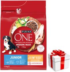 ONE PURINA ONE Junior Medium/Maxi Puppy csirkehúsban gazdag kutyakaja rizzsel 2, 5 kg + Meglepetés A Kutyádnak Ingynes