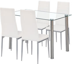 Leziter Set de dining Leziter Mateo 4+1 alb-gri cu masa din sticla pentru 4-6 persoane (LUA120W_DA258WG_4)