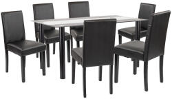 Leziter Set masa dining Leziter Cadiz 6+1 negru, masa sticla + 6 scaune eco piele (LUA140B_LKE-BL_6)