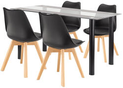 Leziter Set de dining Leziter Zelma 4+1 negru, masa sticla 140 cm si 4 scaune (LUA140B_DA232AB_4)