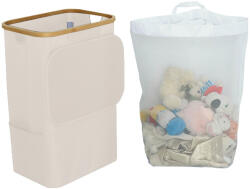 Leziter Cos de rufe Leziter 100L bej, cu sac detasabil si cadru bambus, 44x33x67 cm (LSZEK-100-BEI)