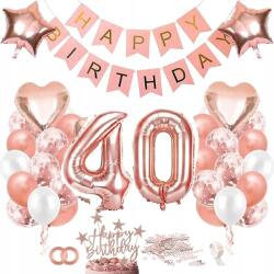  Léggömb dekoráció 40. születésnapra- Lufik, Tophope rózsaszín arany girland