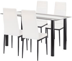 Leziter Set sufragerie Leziter Denton 4+1 alb-negru, masa sticla calita 140 cm (LUA140B_DA258WB_4)