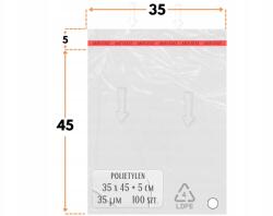  35x45+5 cm fóliazsák ragasztószalaggal ruházathoz 350x450mm ld Pe 100 db