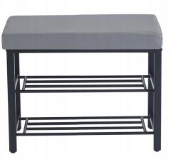 AGTRADE Előszobai Pad Kárpitozott Cipőspolc Loft Ökobőr Szürke 60cm (AGTRADE 9)