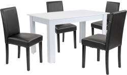 Leziter Set masa dining Leziter Leon 4+1 alb-negru, masa 140x80 cm si 4 scaune (LYET140F_LKE-BL_4)